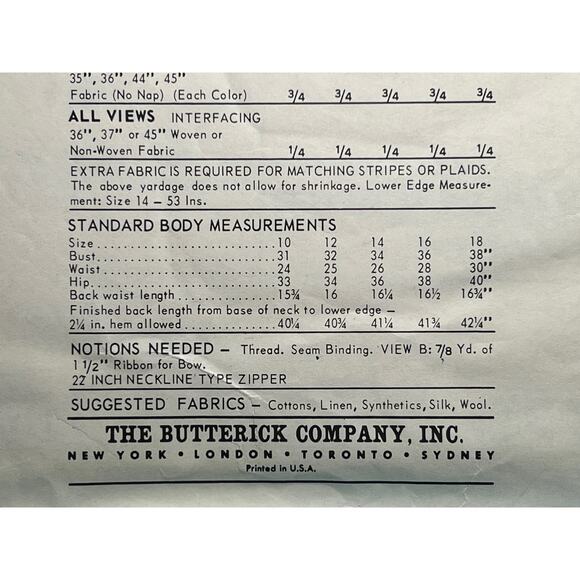 Butterick Sewing pattern 3966 Fit and flare dress pockets 1960s size 16 - Picture 6 of 6